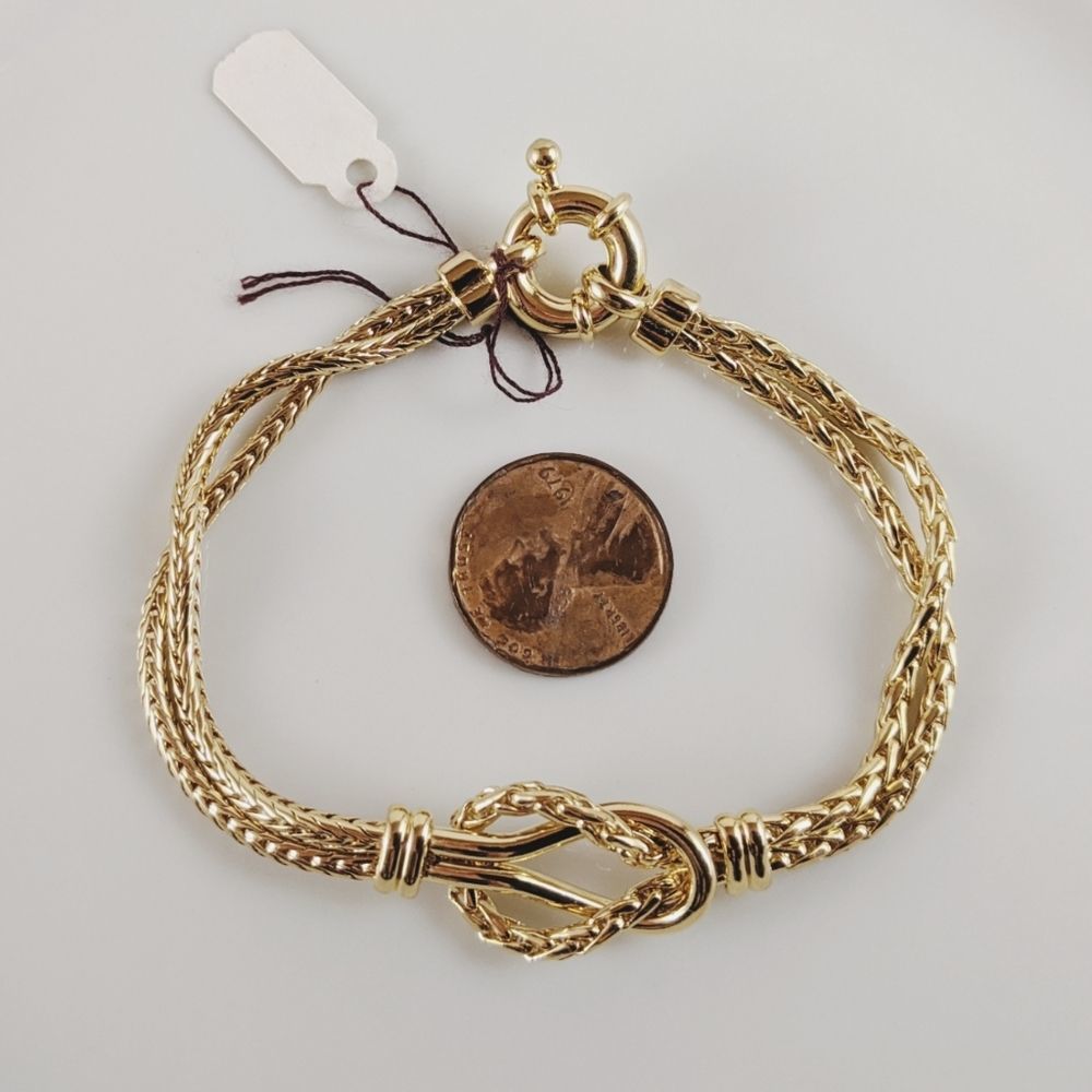 Vintage Gold Plated Lariat 2 Chain Bracelet Spring Clasp 90s Deadstock